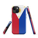 Philippines Filipino Flag iPhone Case 15 14 13 12 11 Pro Max Plus Mini Tough Fitted Hard Protective Shell Glossy Rubber Phone Case Gift Idea