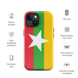 Myanmar Burma Burmese Flag iPhone Case 15 14 13 12 11 Pro Max Plus Mini Gift Travel Souvenir