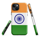 India Indian Flag iPhone Case 15 14 13 12 11 Pro Max Plus Mini Tough Fitted Hard Protective Shell Glossy Rubber Phone Case Gift Idea