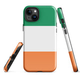 Ireland Éire Irish Flag iPhone Case 15 14 13 12 11 Pro Max Plus Mini Tough Fitted Hard Protective Shell Glossy Rubber Phone Case Gift Idea