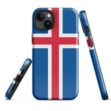 Iceland Island Icelandic Flag iPhone Case 15 14 13 12 11 Pro Max Plus Mini Tough Fitted Hard Protective Shell Glossy Rubber Phone Case Gift