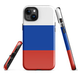 Russia Russian Flag iPhone Case 15 14 13 12 11 Pro Max Plus Mini Tough Fitted Hard Protective Shell Glossy Rubber Phone Case Gift Idea