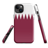 Qatar Qatari Flag iPhone Case 15 14 13 12 11 Pro Max Plus Mini Tough Fitted Hard Protective Shell Glossy Rubber Phone Case Gift Idea