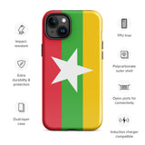 Myanmar Burma Burmese Flag iPhone Case 15 14 13 12 11 Pro Max Plus Mini Gift Travel Souvenir