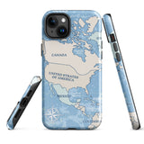 World map travelling North America iPhone Case 15 14 13 12 11 Pro Max Plus Mini Gift Travel Souvenir