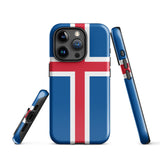 Iceland Island Icelandic Flag iPhone Case 15 14 13 12 11 Pro Max Plus Mini Tough Fitted Hard Protective Shell Glossy Rubber Phone Case Gift