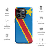 Democratic Republic of the Congo Kinshasa Flag iPhone Case 15 14 13 12 11 Pro Max Plus Mini Gift Travel Souvenir